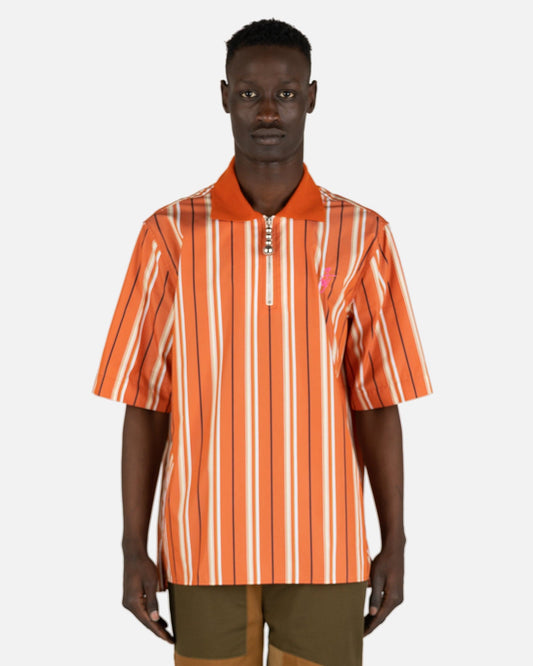 JW Anderson Men's Shirts Half Zip Short Sleeve Classic Polo Shirt in Orange