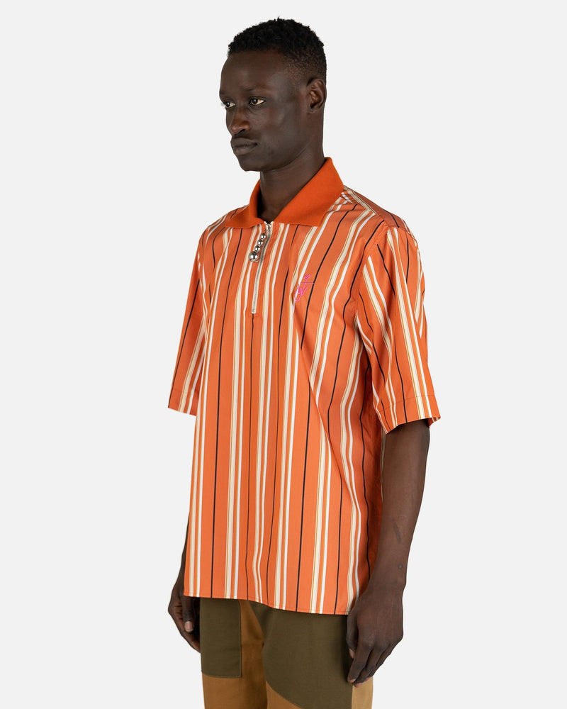 JW Anderson Men's Shirts Half Zip Short Sleeve Classic Polo Shirt in Orange