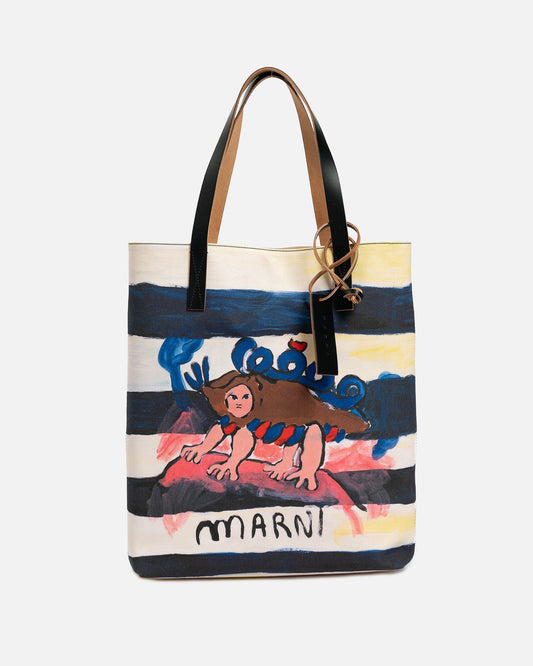Marni Women Bags Hand Painted Graphic Tribeca Shopping Bag in Multi