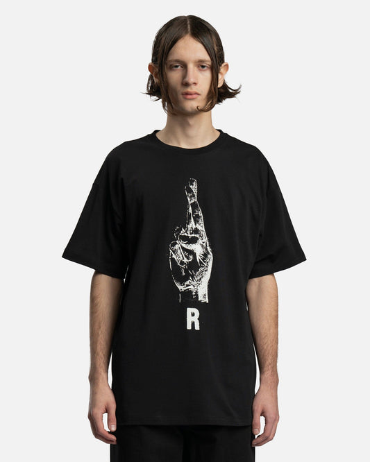 Raf Simons Men's T-Shirts Hand Sign Print Oversized T-Shirt in Black