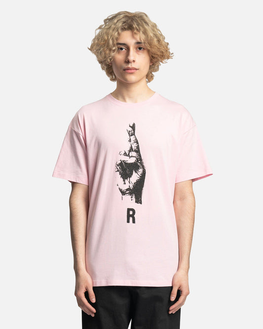 Raf Simons Men's T-Shirts Hand Sign Print Oversized T-Shirt in Salmon