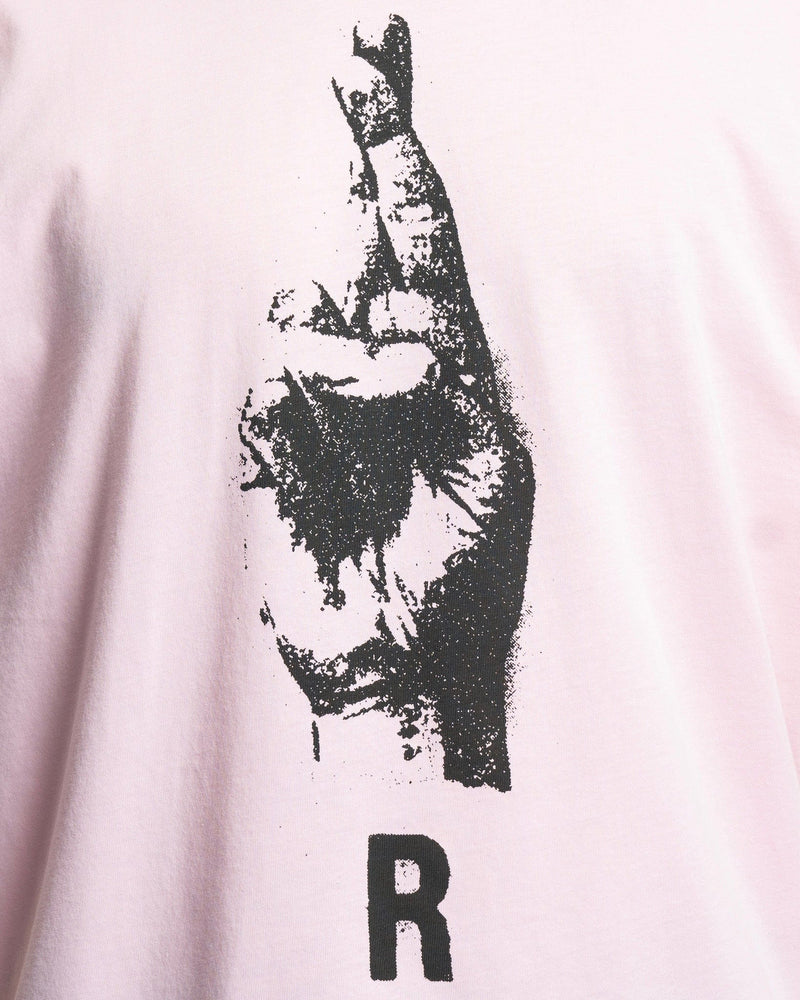 Raf Simons Men's T-Shirts Hand Sign Print Oversized T-Shirt in Salmon