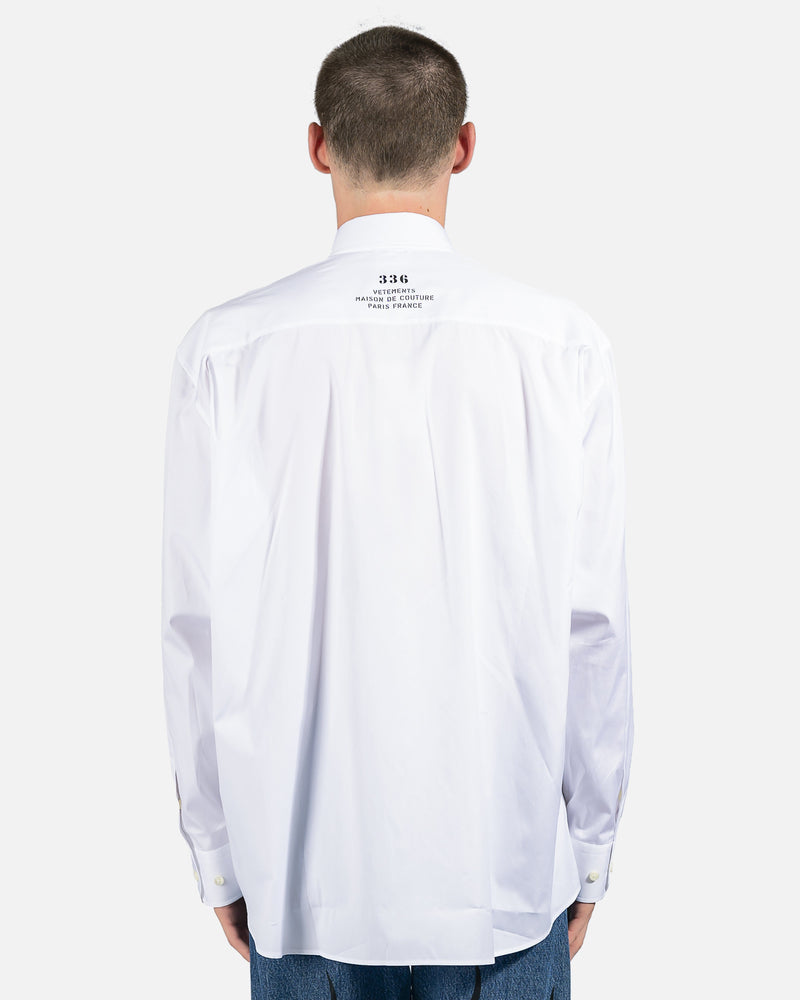 VETEMENTS Men's Shirts Haute Couture Button-Up Shirt in White