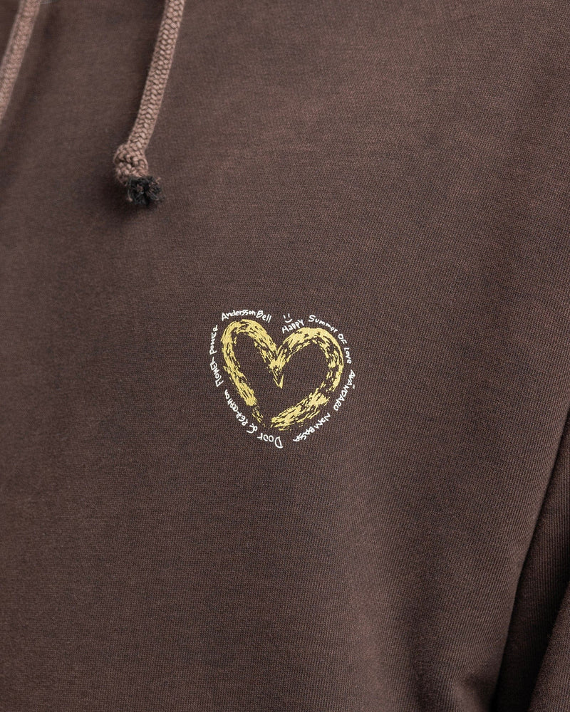 Andersson Bell Men's Sweatshirts Heart Flower Overdyed Hoodie in Brown
