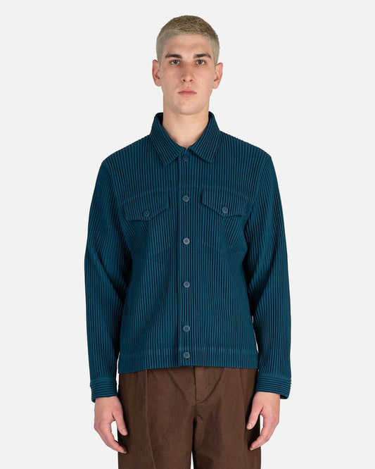 Homme Plissé Issey Miyake Men's Jackets Heather Pleats Jacket in Blue