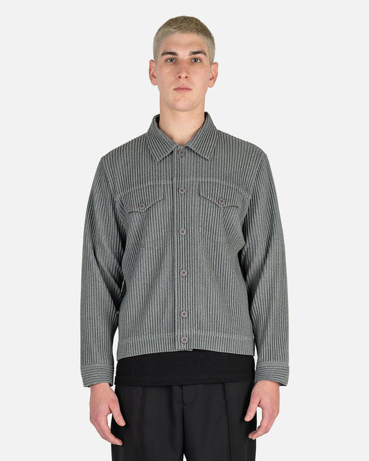 Homme Plissé Issey Miyake Men's Jackets Heather Pleats Jacket in Gray