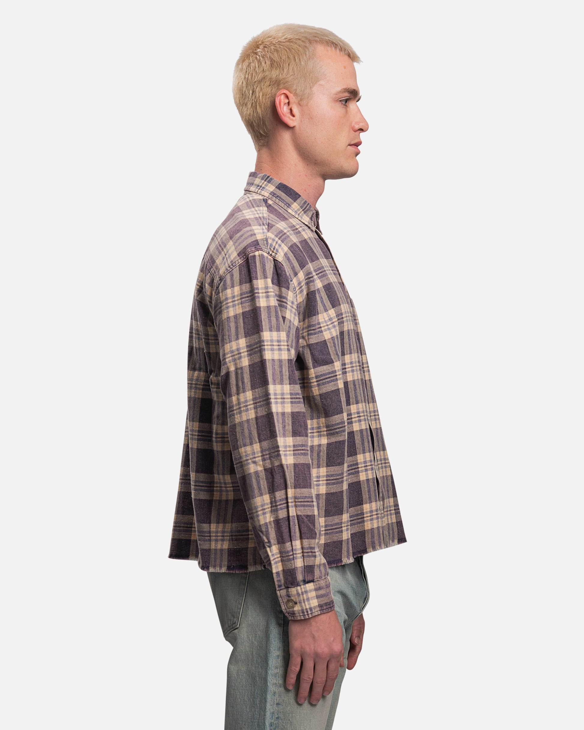 John Elliott Men's Jackets Hemi Oversized Shirt in Silverado Check