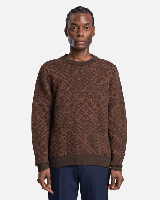 Wales Bonner Men's Sweater Henri Sweater in Brown/Orange