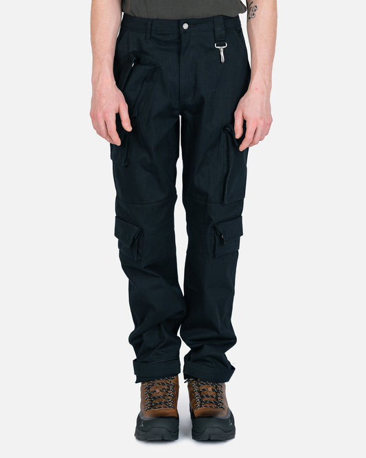 Reese Cooper Men's Pants Herringbone Cotton Cargo Pant in Black