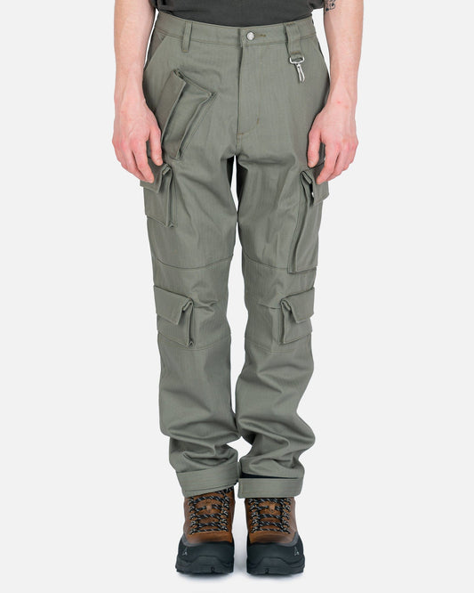 Reese Cooper Men's Pants Herringbone Cotton Cargo Pant in Green
