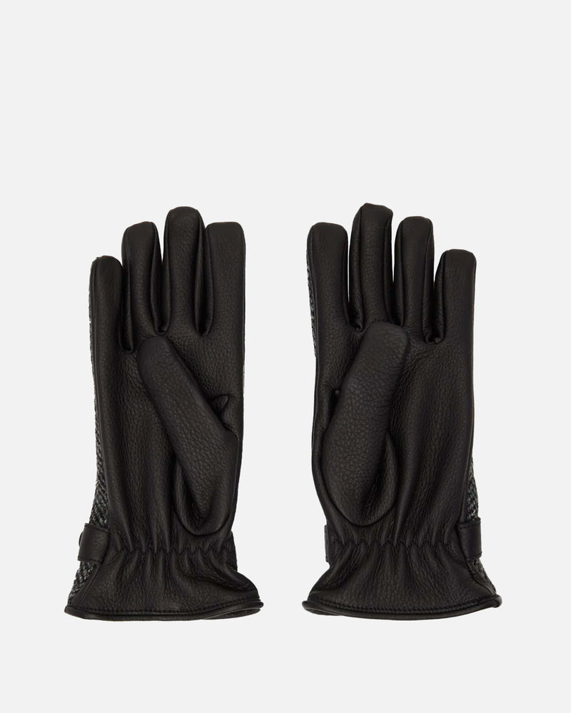 Herringbone Leather Gloves in Black SVRN Herringbone Leather Gloves in Black SVRN