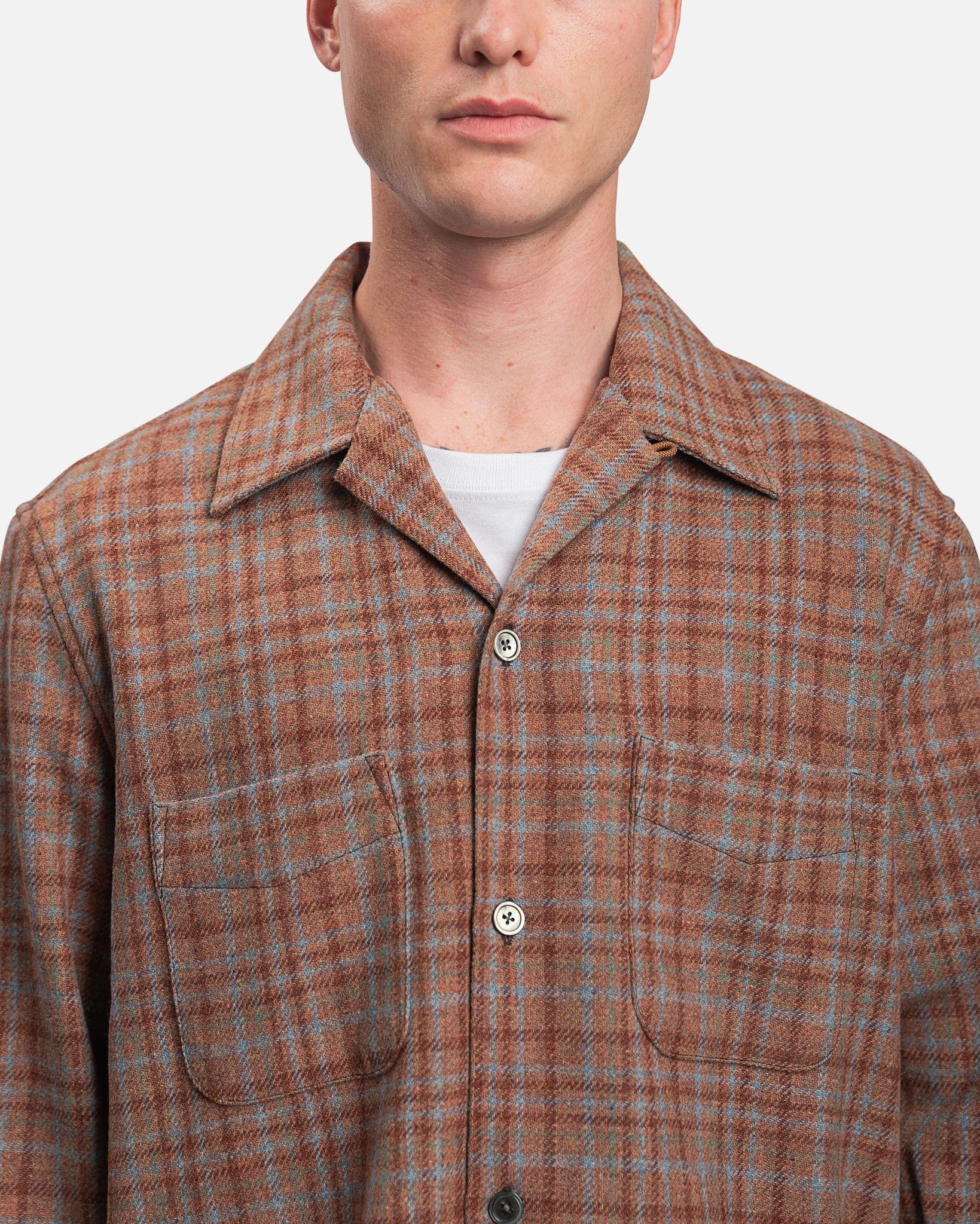 Our Legacy Men's Shirts Heusen Shirt in Rust Check Country Wool