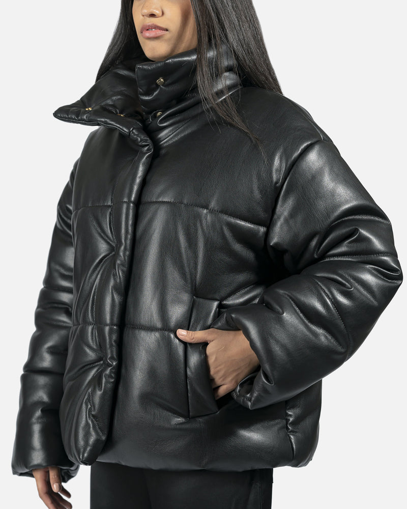 Hide Vegan Leather Puffer Jacket in Black