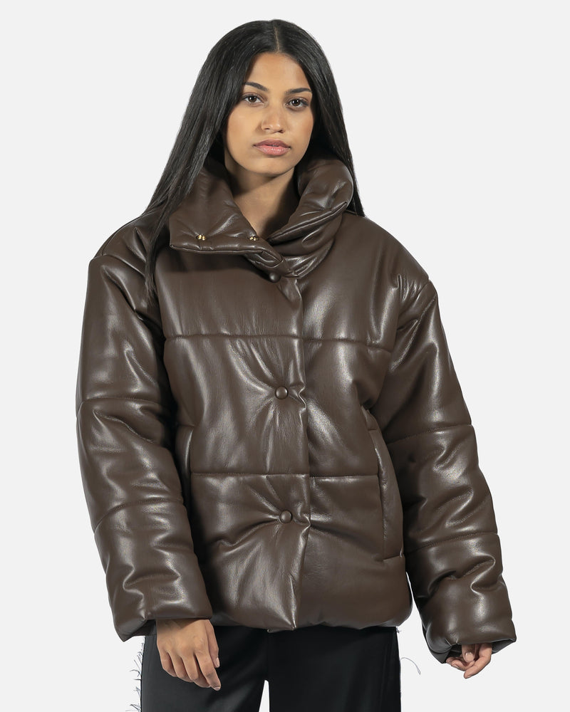 Hide Vegan Leather Puffer Jacket in Brown – SVRN