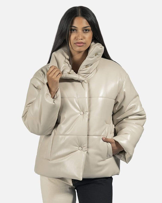 Nanushka Women Jackets Hide Vegan Leather Puffer Jacket in Cream
