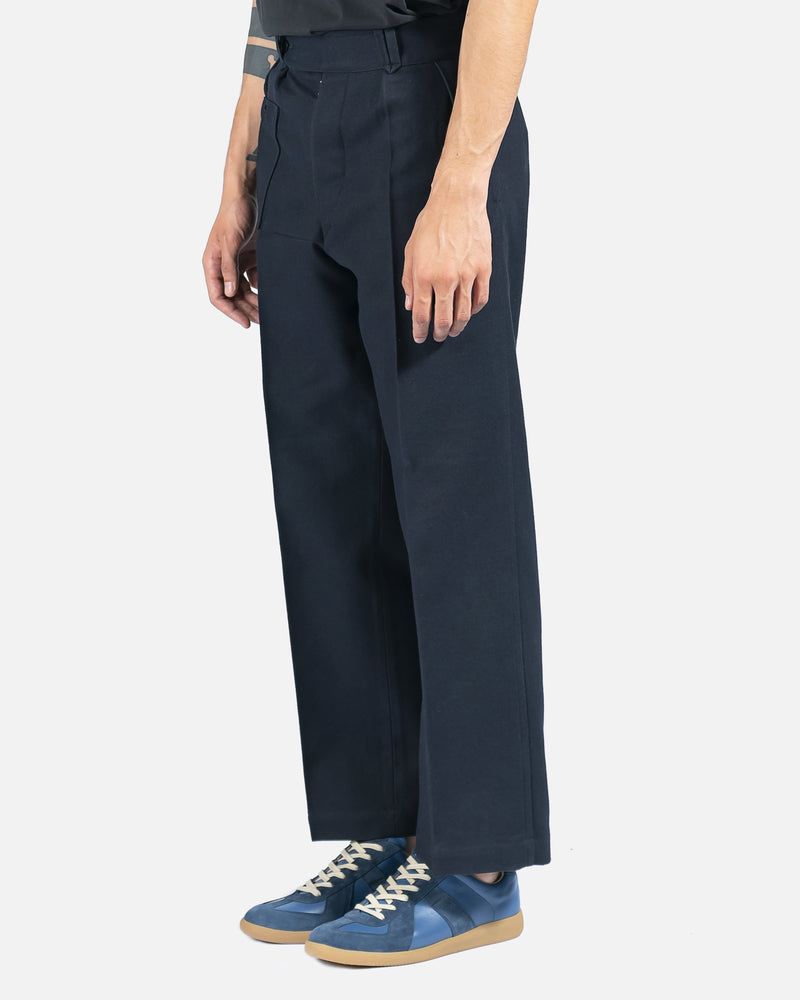 Maison Margiela Men's Pants High-Rise Twill Tailored Trousers in Navy