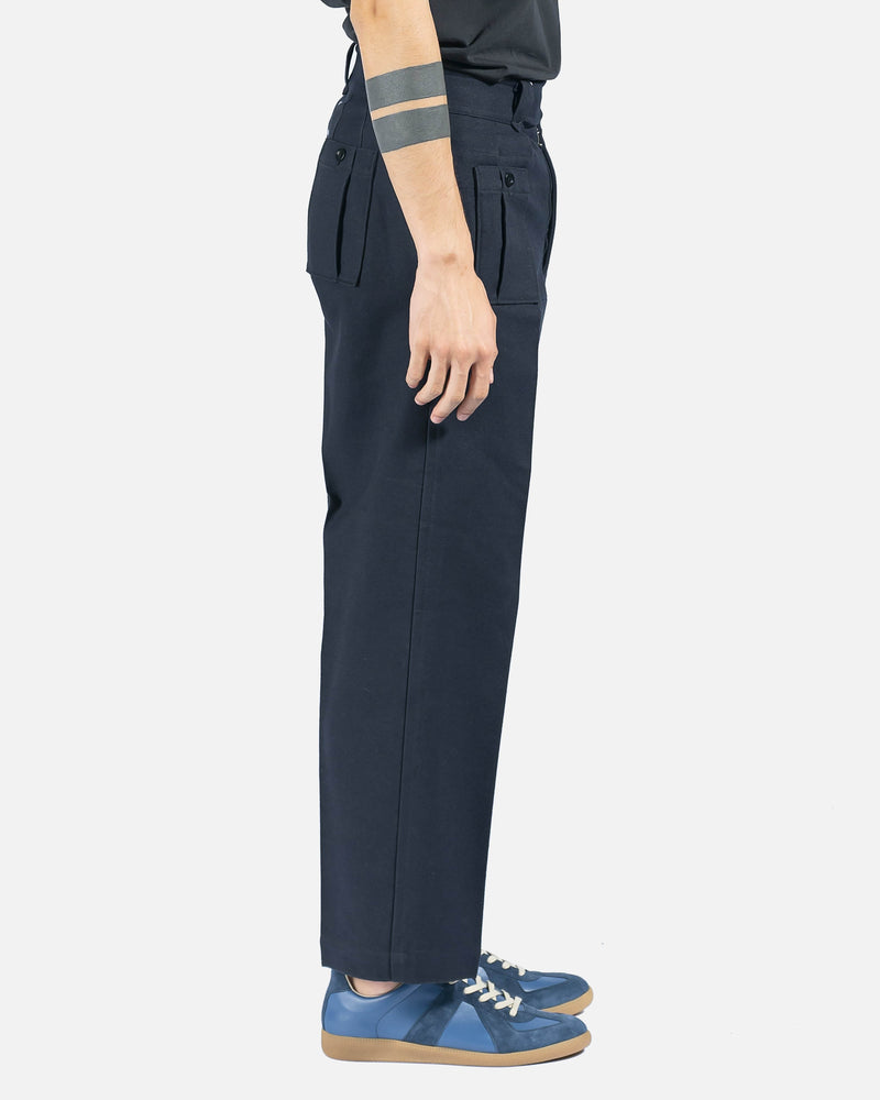 Maison Margiela Men's Pants High-Rise Twill Tailored Trousers in Navy