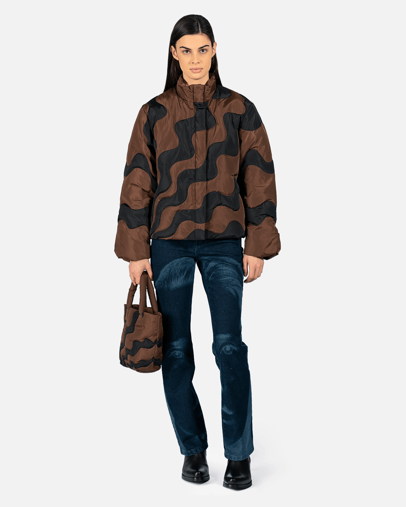 Hokusai Puffer Jacket in Brown – SVRN Hokusai Puffer Jacket in Brown – SVRN