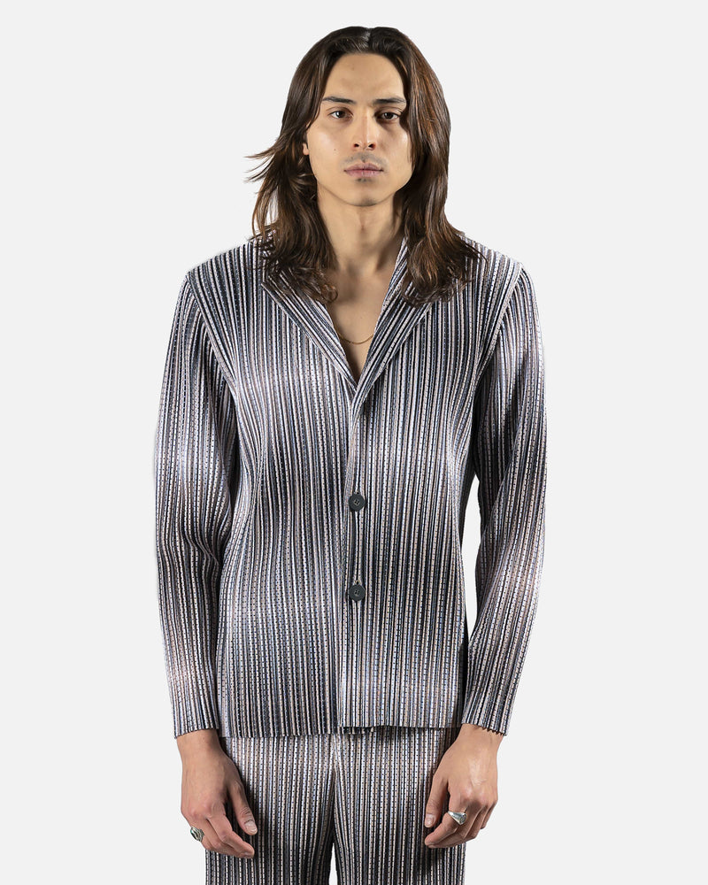 Homme Plissé Issey Miyake Men's Shorts Hologram Mesh Blazer in Ivory