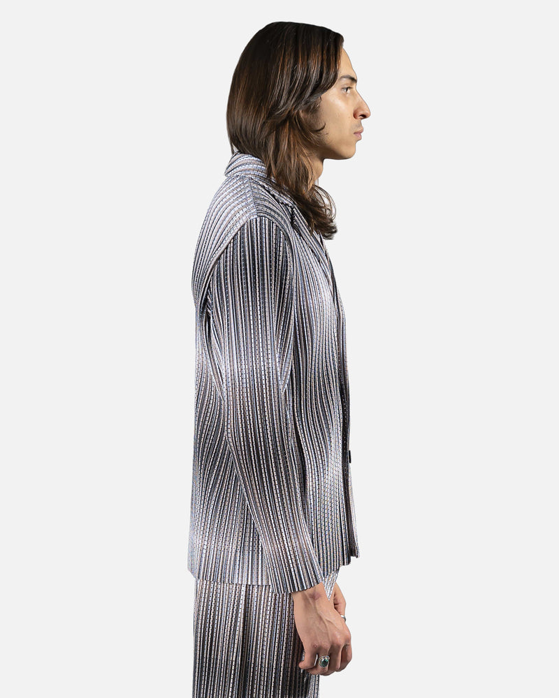 Homme Plissé Issey Miyake Men's Shorts Hologram Mesh Blazer in Ivory
