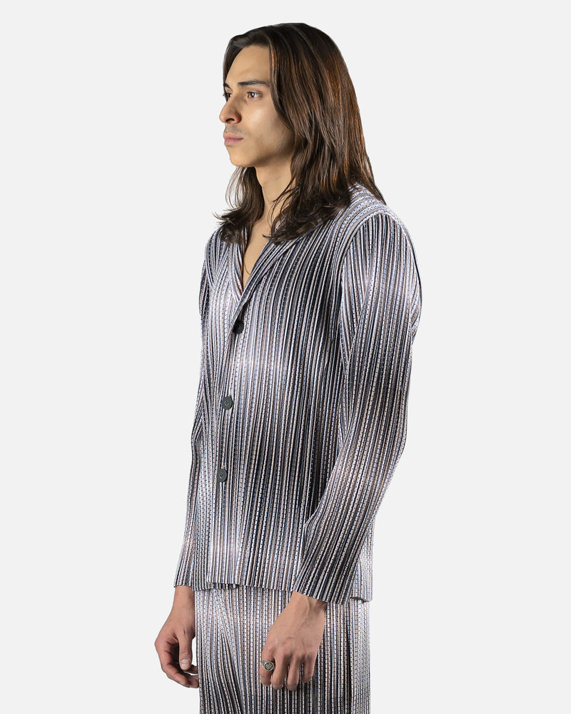 Homme Plissé Issey Miyake Men's Shorts Hologram Mesh Blazer in Ivory
