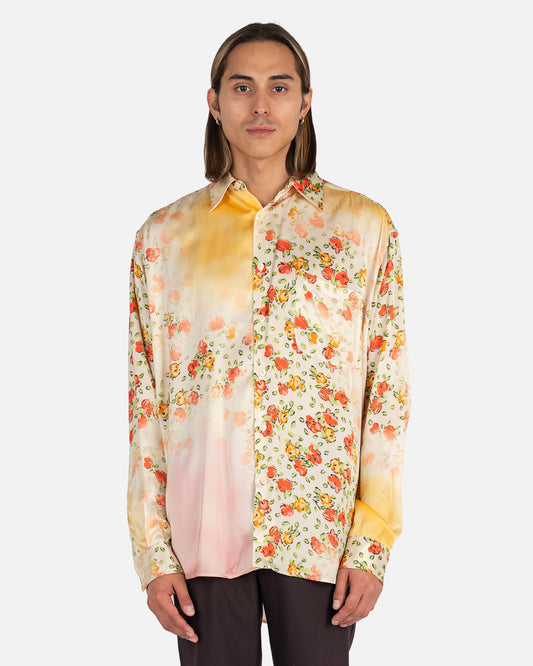 Marni Men's Shirts Honeyglazed Daybreak Satin Button-Down in Pearl