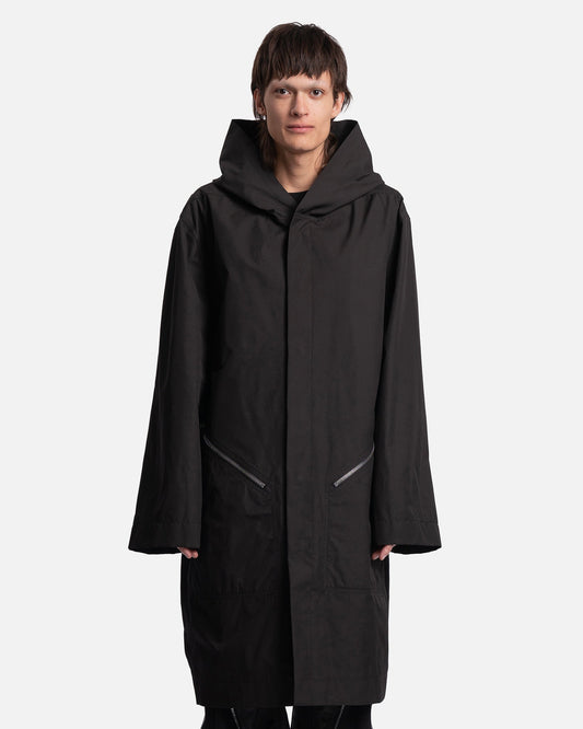 Rick Owens Men's Coat Hooded Raincoat in Black