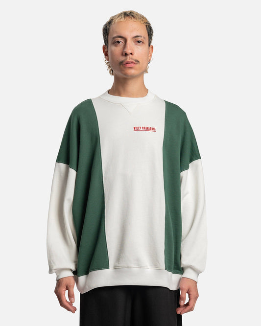 Willy Chavarria Men's Sweatshirts Hooligan Block Sweatshirt in Bright White/Forest
