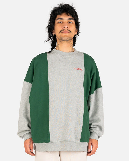 Willy Chavarria Men's Sweatshirts Hooligan Block Sweatshirt in Heather Gray/Dark Green