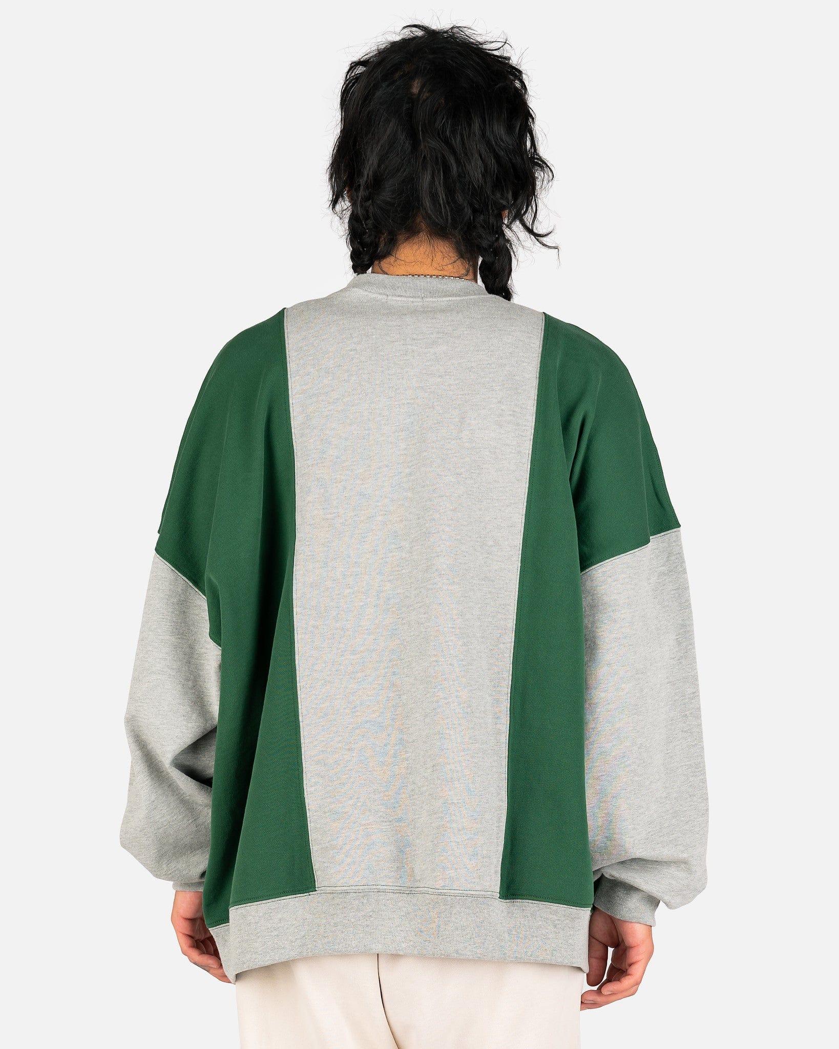 Willy Chavarria Men's Sweatshirts Hooligan Block Sweatshirt in Heather Gray/Dark Green