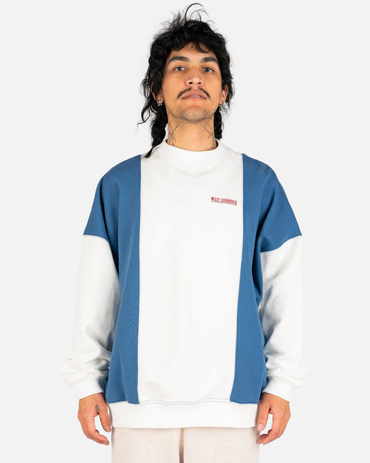 Willy Chavarria Men's Sweatshirts Hooligan Block Sweatshirt in White/True Navy