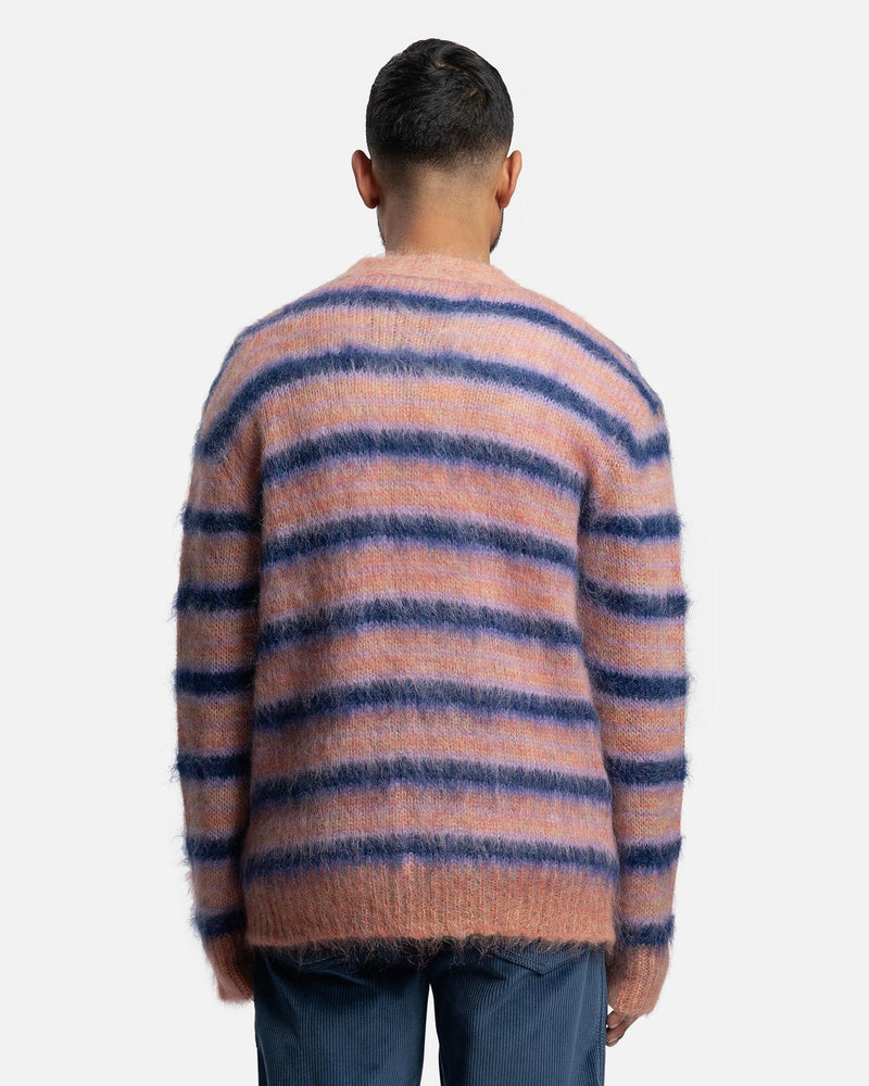 Marni Men's Sweater Iconic Brushed Striped Cardigan in Apricot