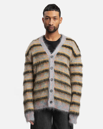 Marni Men's Sweater Iconic Brushed Striped Cardigan in Multicolor