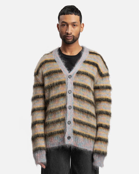 Marni Men's Sweater Iconic Brushed Striped Cardigan in Multicolor
