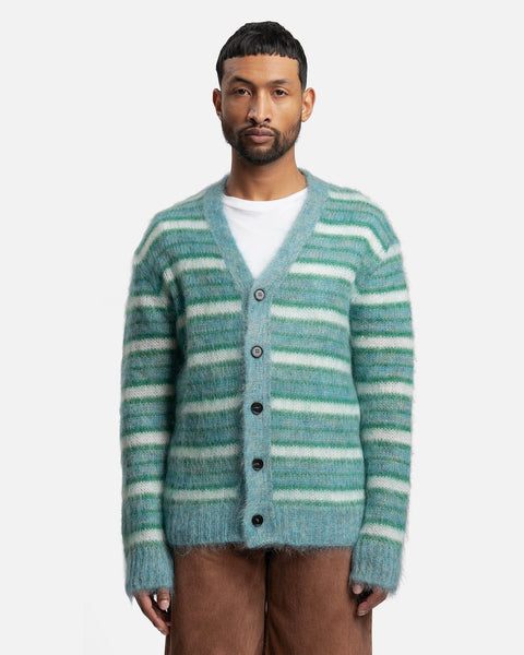 Iconic Brushed Striped Cardigan in Turquoise – SVRN