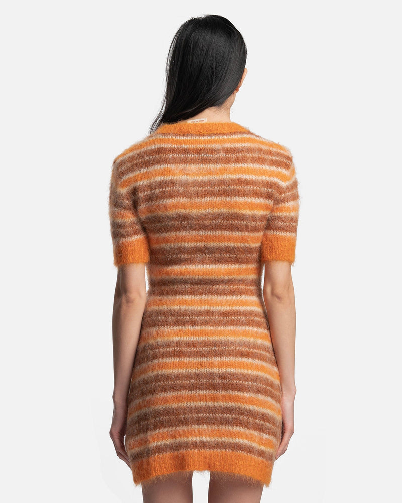 Marni Women Dresses Iconic Brushed Striped Dress in Clay