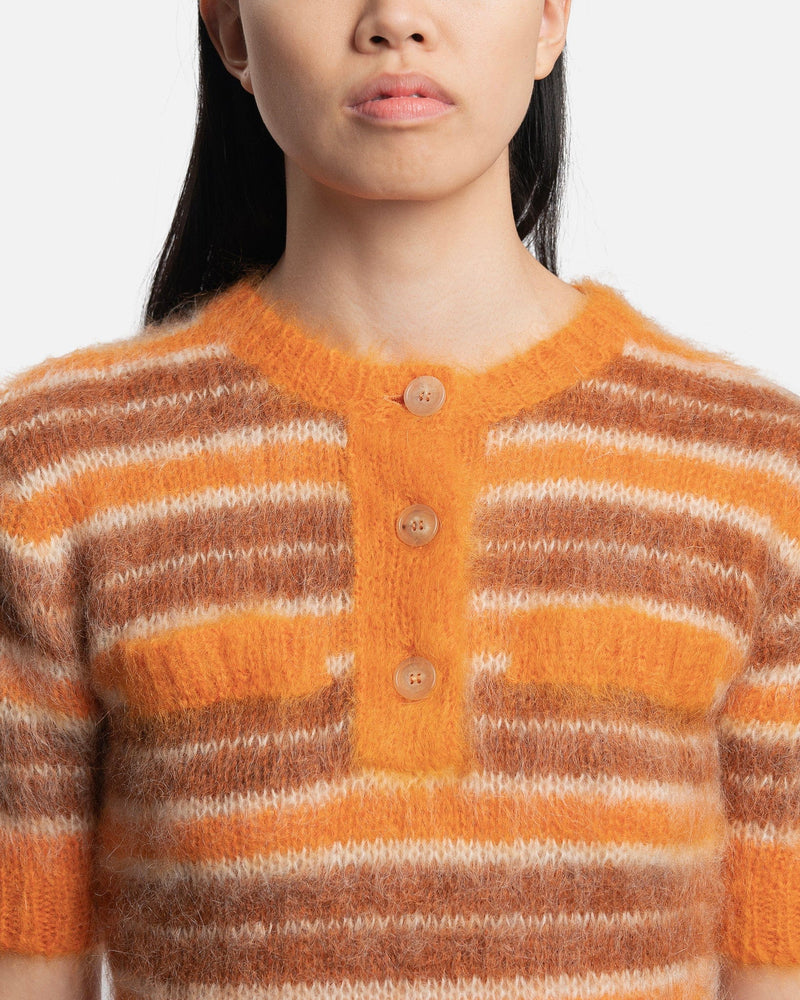 Marni Women Dresses Iconic Brushed Striped Dress in Clay