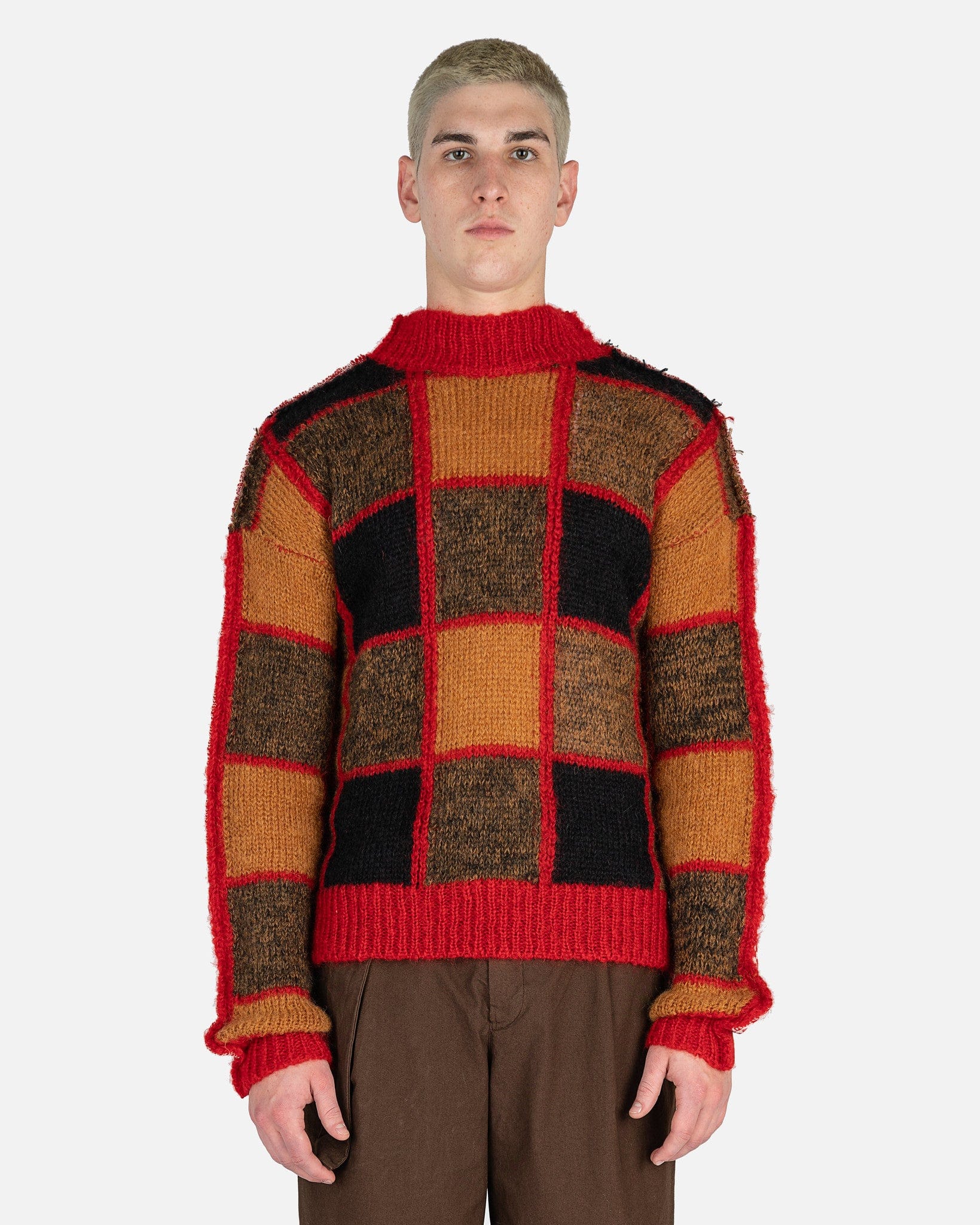 Marni Men's Sweatshirts Iconic Half & Half Check Sweater in Tulip