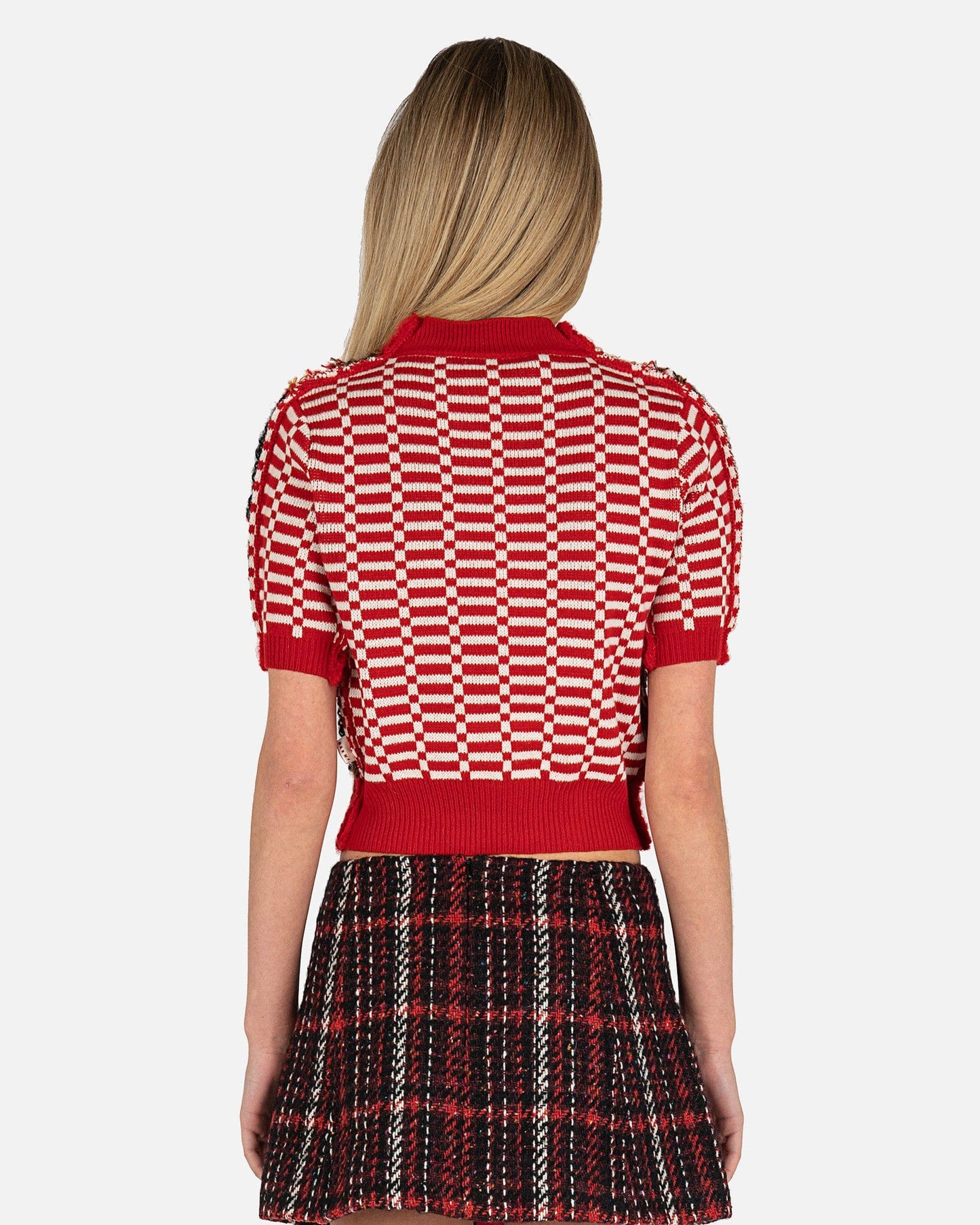 Marni Women Tops Iconic Half & Half Cropped Sweater in Tulip