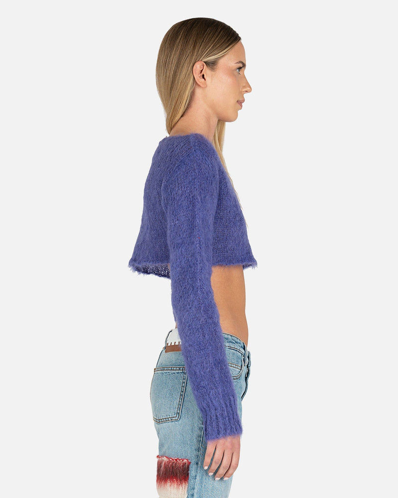 Marni Women Tops Iconic Solid Color Mohair Sweater in Dark Violet