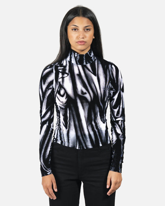 Eckhaus Latta Women Tops Illusion Shrunk Turtleneck in Black/White