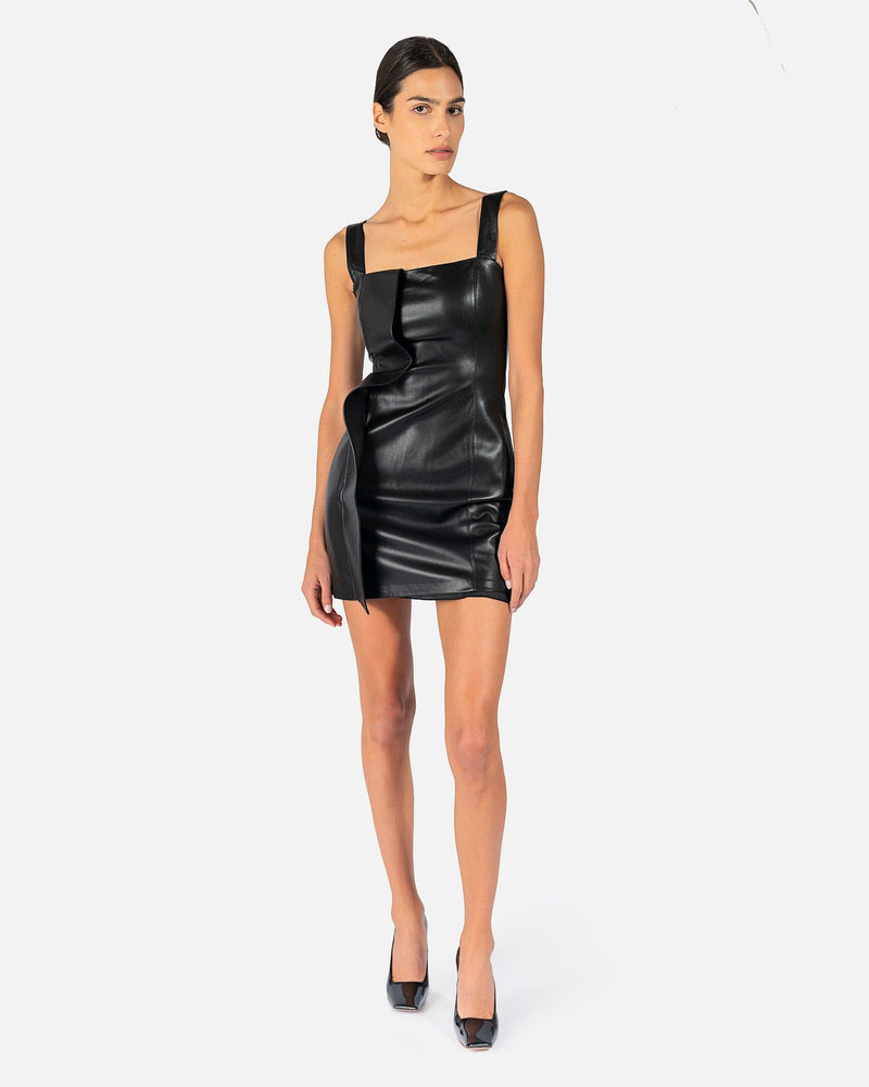 Inara Vegan Leather Dress in Black SVRN Inara Vegan Leather Dress in Black SVRN