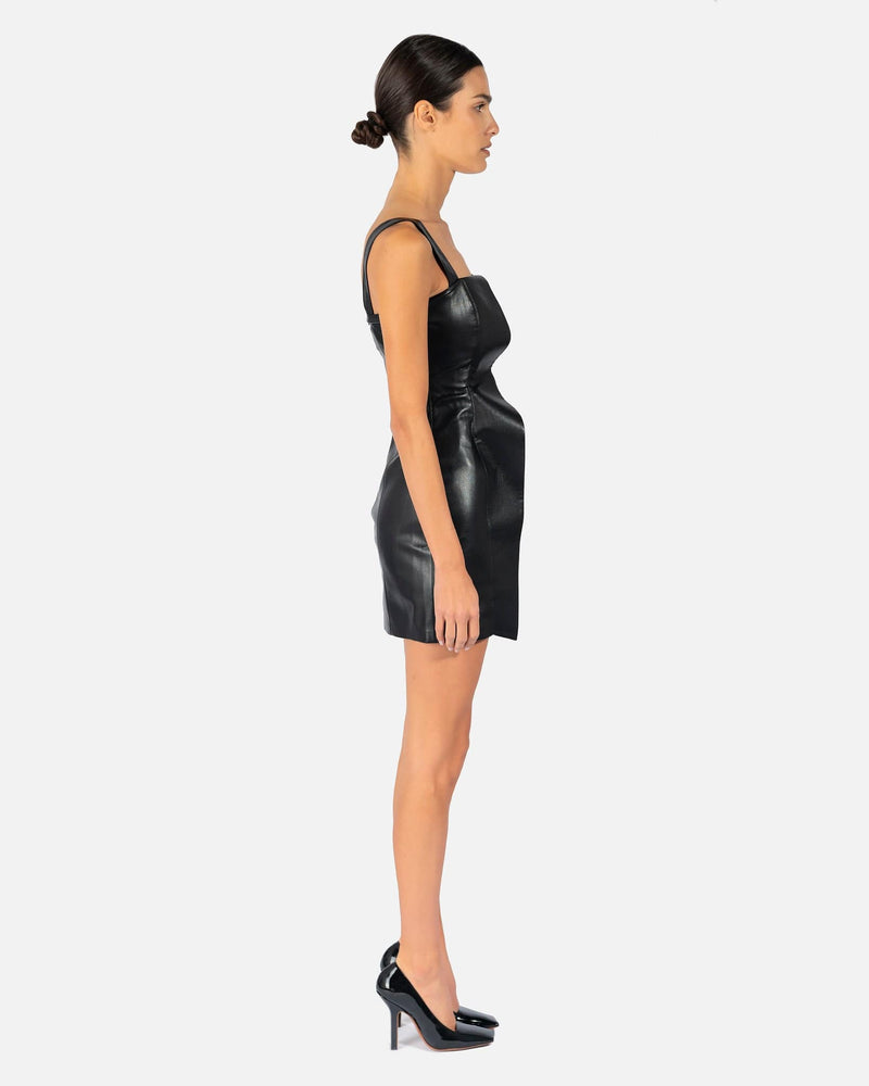 Inara Vegan Leather Dress in Black SVRN Inara Vegan Leather Dress in Black SVRN