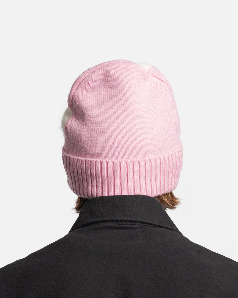 JW Anderson Men's Hats O/S Intarsia Knit Swan Beanie in Light Pink