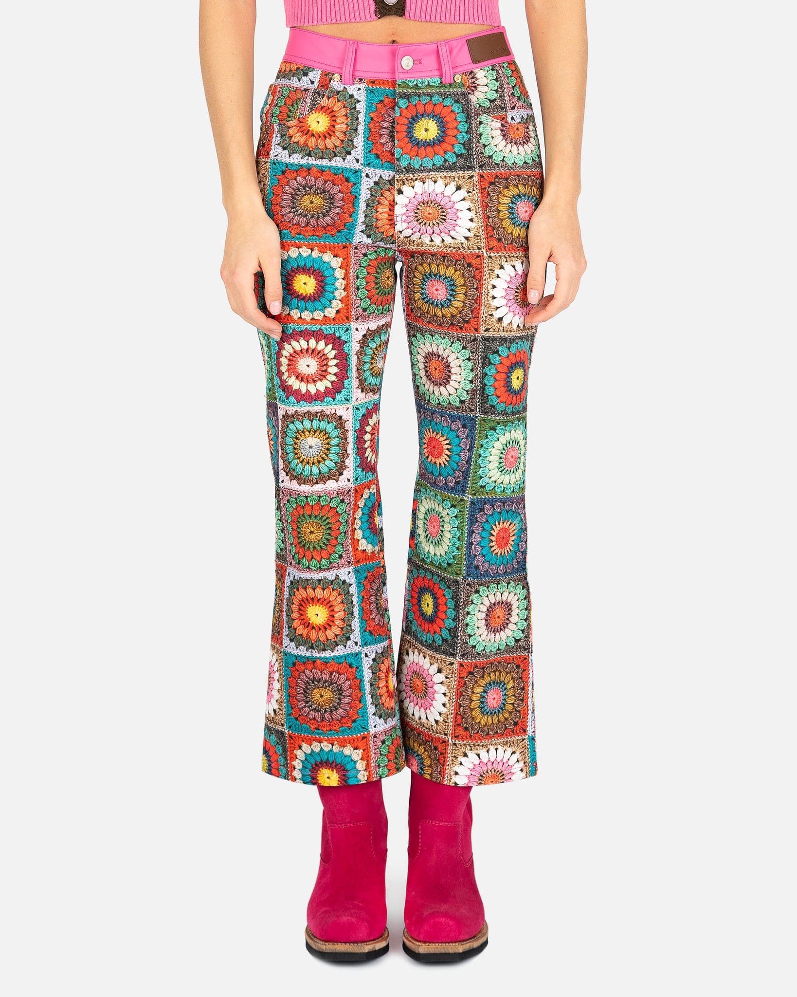 Andersson Bell Women Pants Irene Long Crochet Printed Pants in Multi