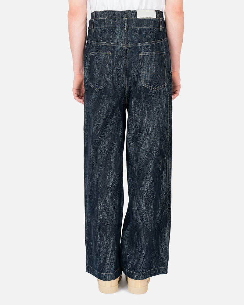 Feng Chen Wang Men's Jeans Jacquard Denim Trousers in Indigo