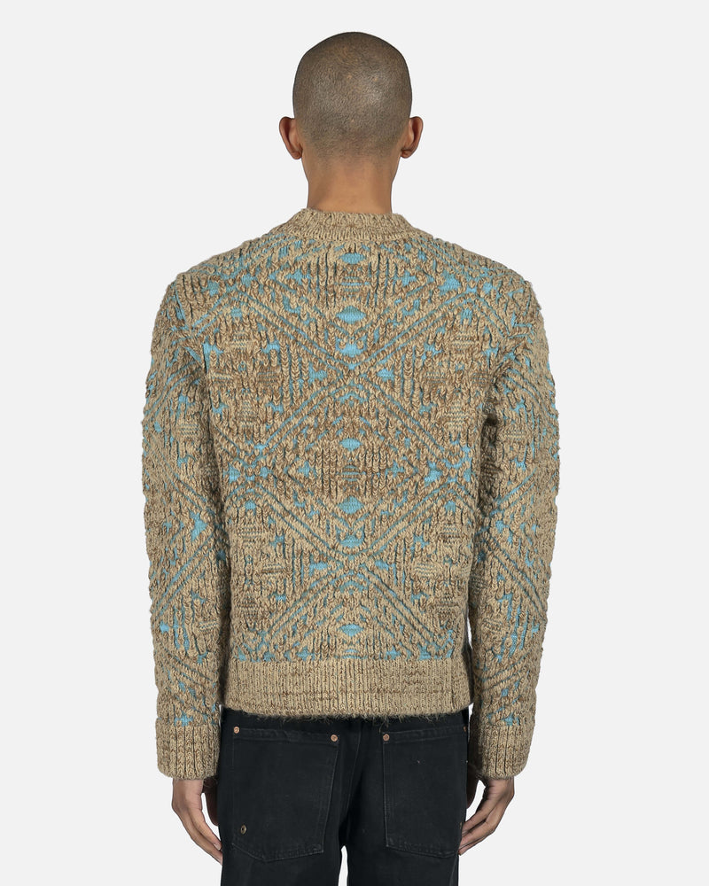 Andersson Bell mens sweater Jacquard Heavy Crewneck Sweater in Blue/Beige
