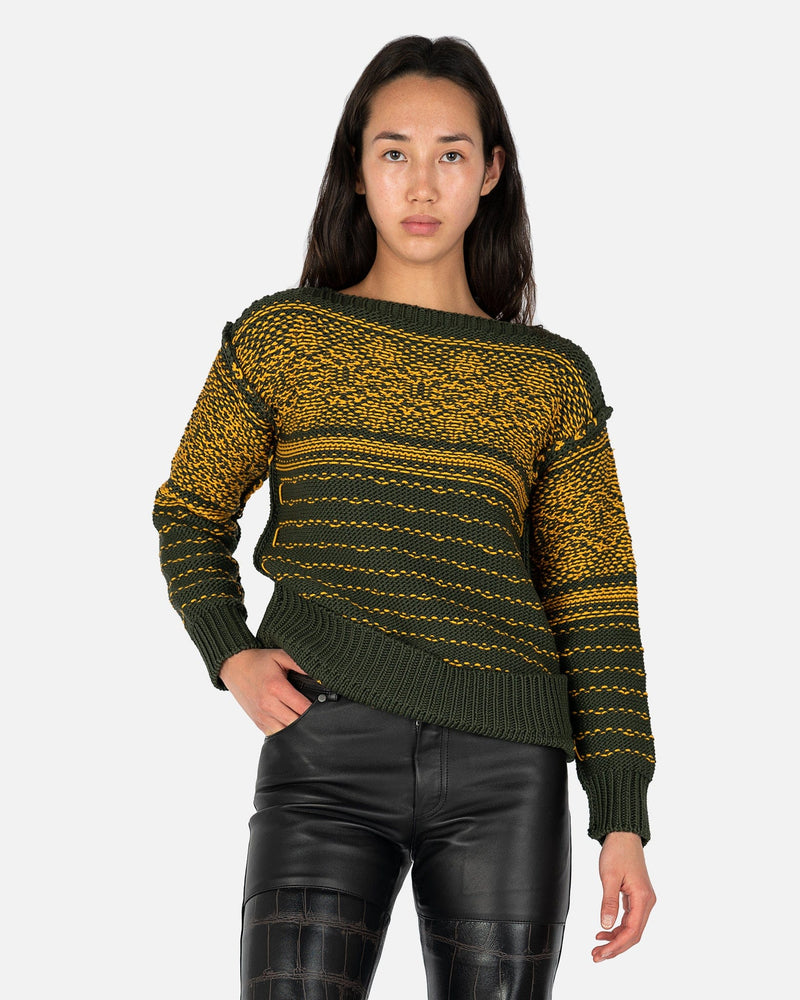 Maison Margiela Women Sweaters Jacquard Knit Sweater in Green/Yellow
