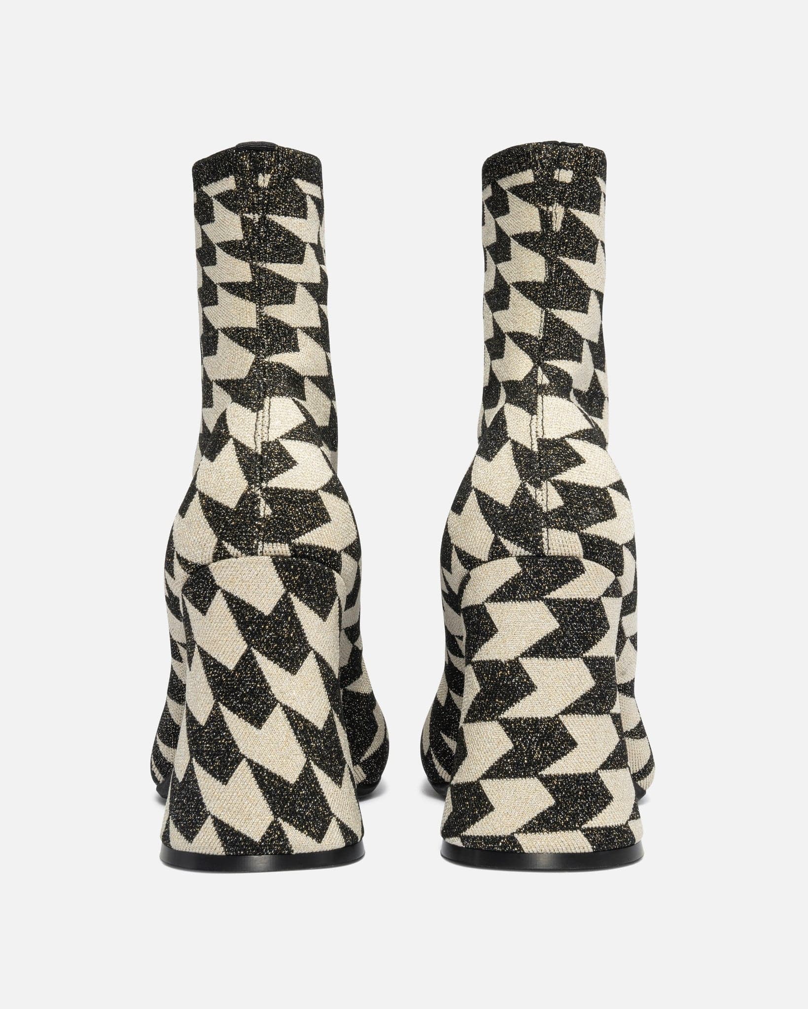 Marni Women Boots Jacquard Lurex Ankle Boots in Black/Cream