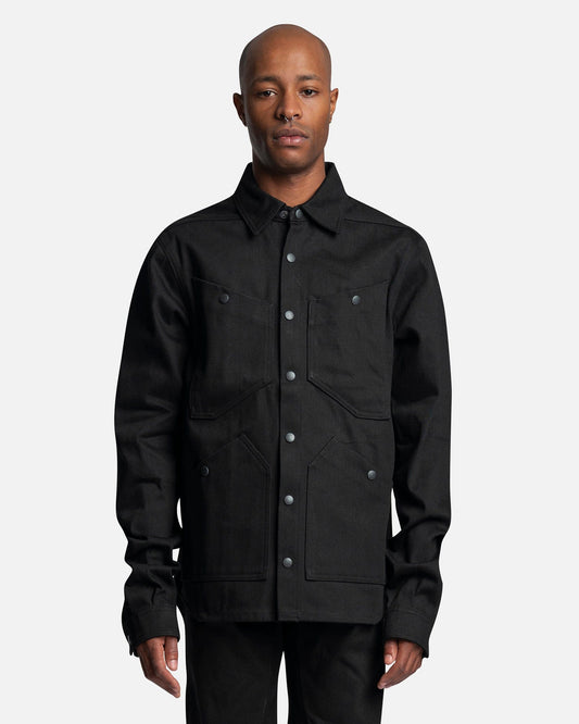 Rick Owens DRKSHDW Men's Jackets Japanese Denim Outershirt in Black